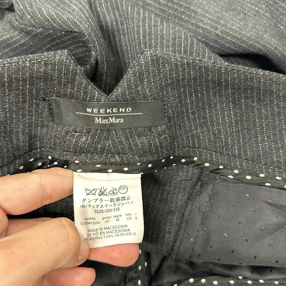 MaxMara Weekend Trouser Pants Relaxed Sport Wool Blend Pinstriped Gray Size 42 - Picture 8 of 10